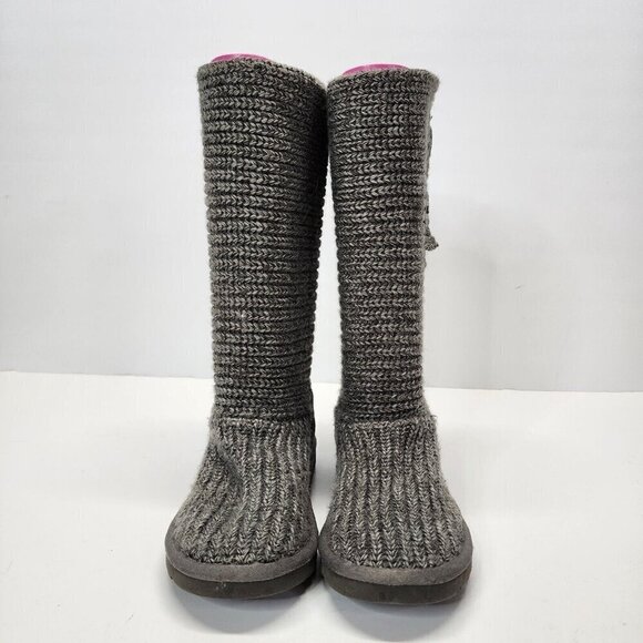 UGG Australia Boots Womens 5 Classic Cardy Tall Winter Boots 5819 Grey Fabric - Picture 7 of 13
